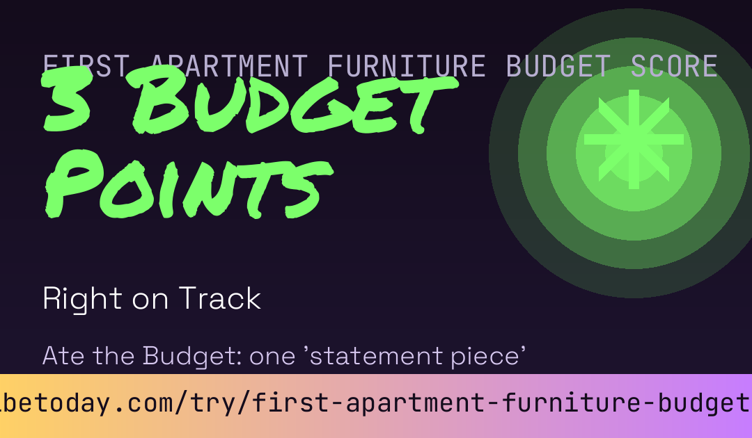 First Apartment Furniture Budget Score card