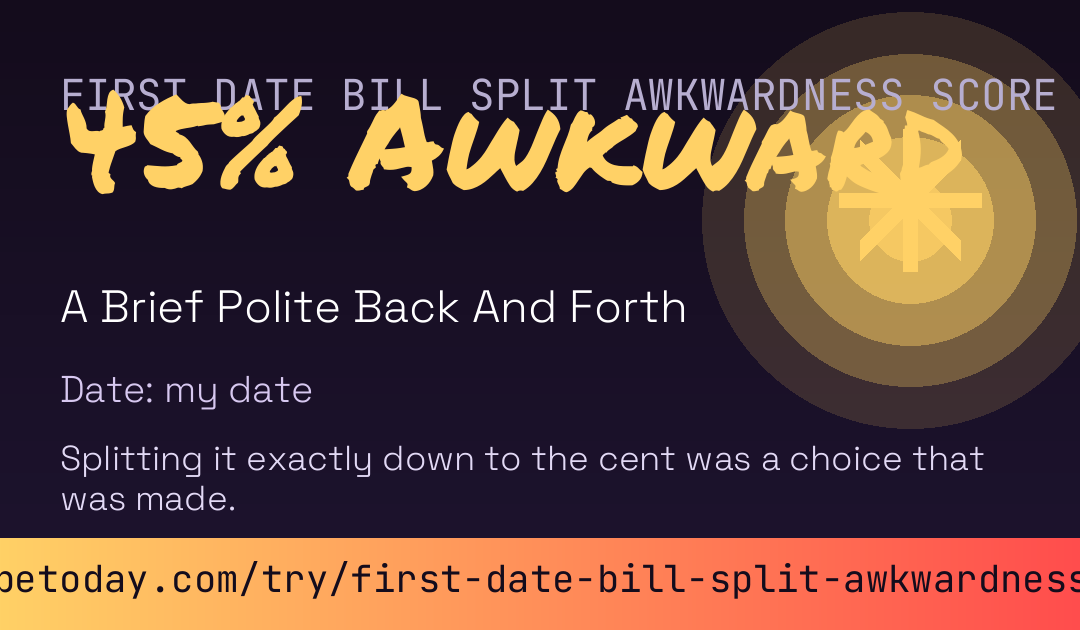 First Date Bill Split Awkwardness Score card preview