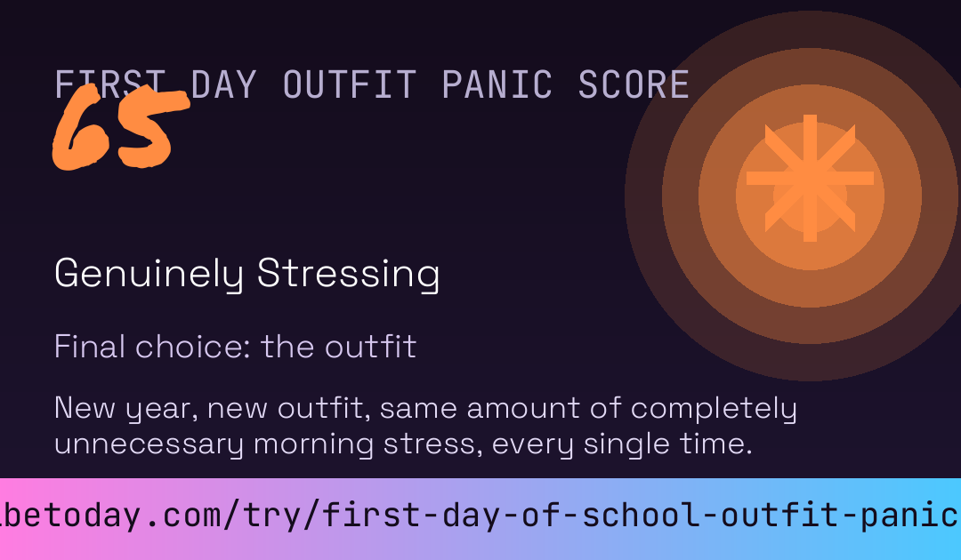 First Day Of School Outfit Panic Score card