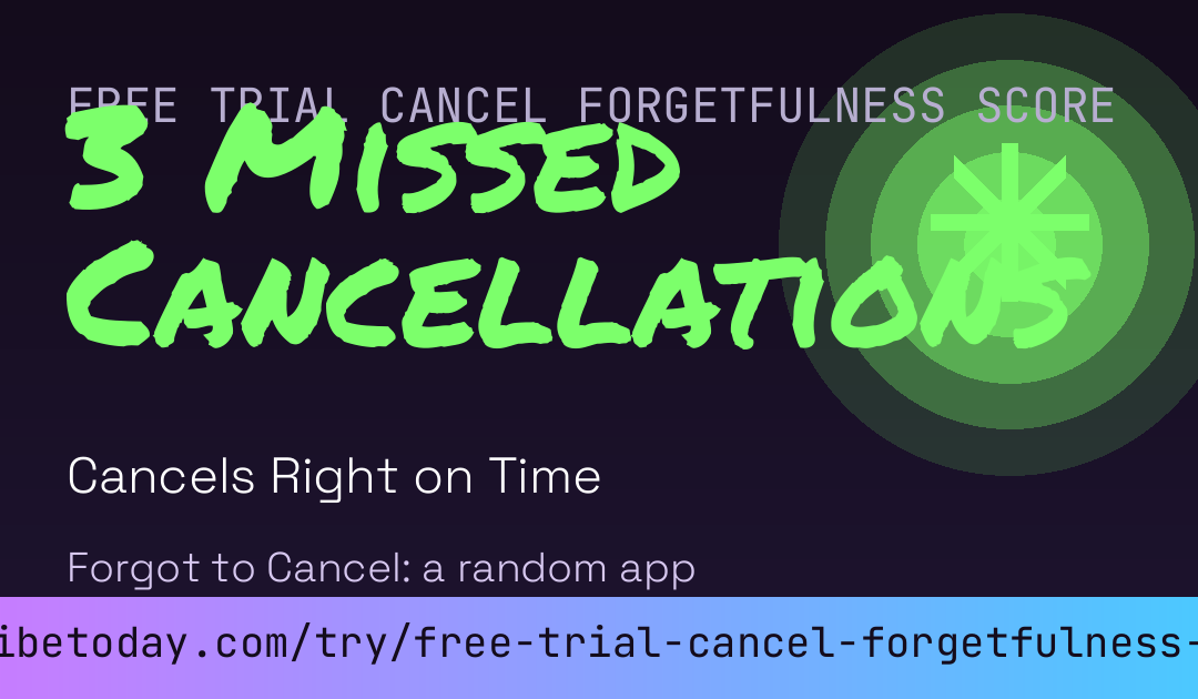Free Trial Cancel Forgetfulness Score card