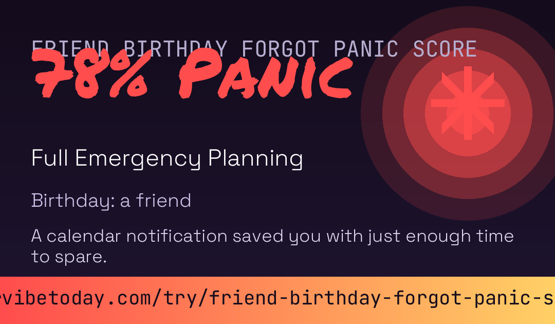 Friend Birthday Forgot Panic Score card preview