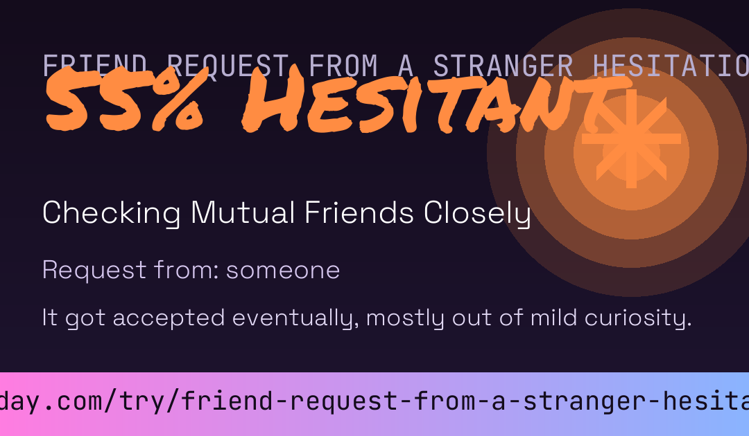 Friend Request From A Stranger Hesitation Score card preview