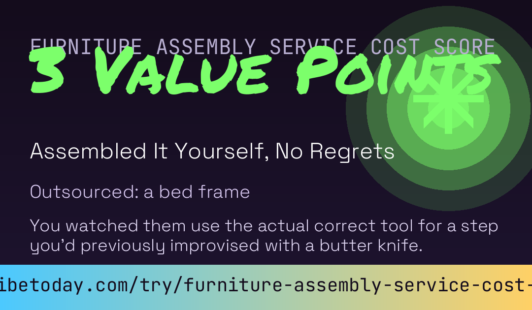 Furniture Assembly Service Cost Score card