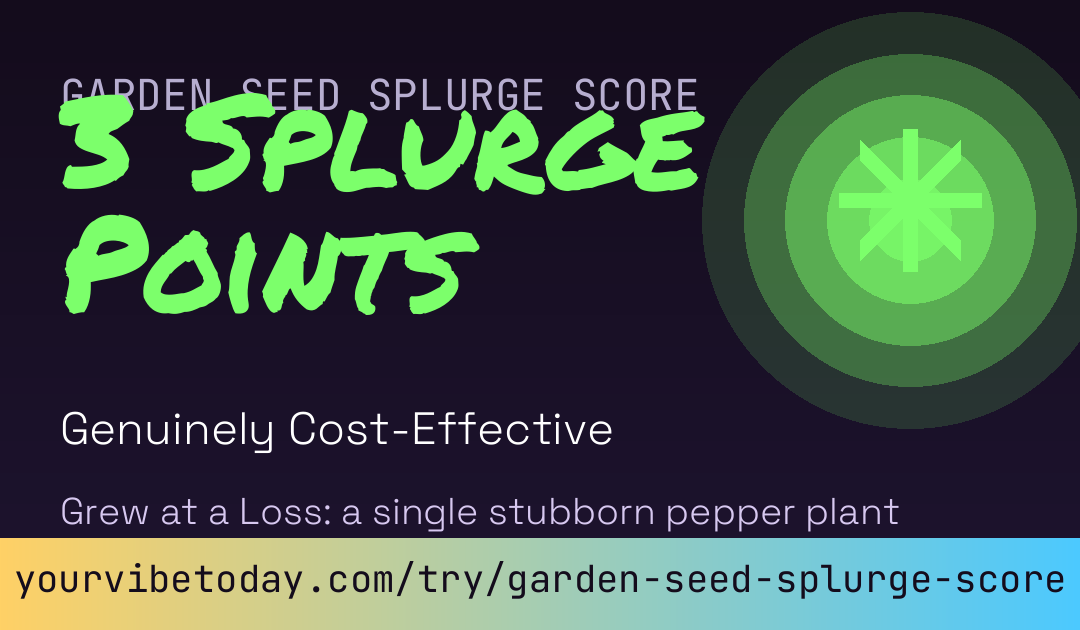 Garden Seed Splurge Score card