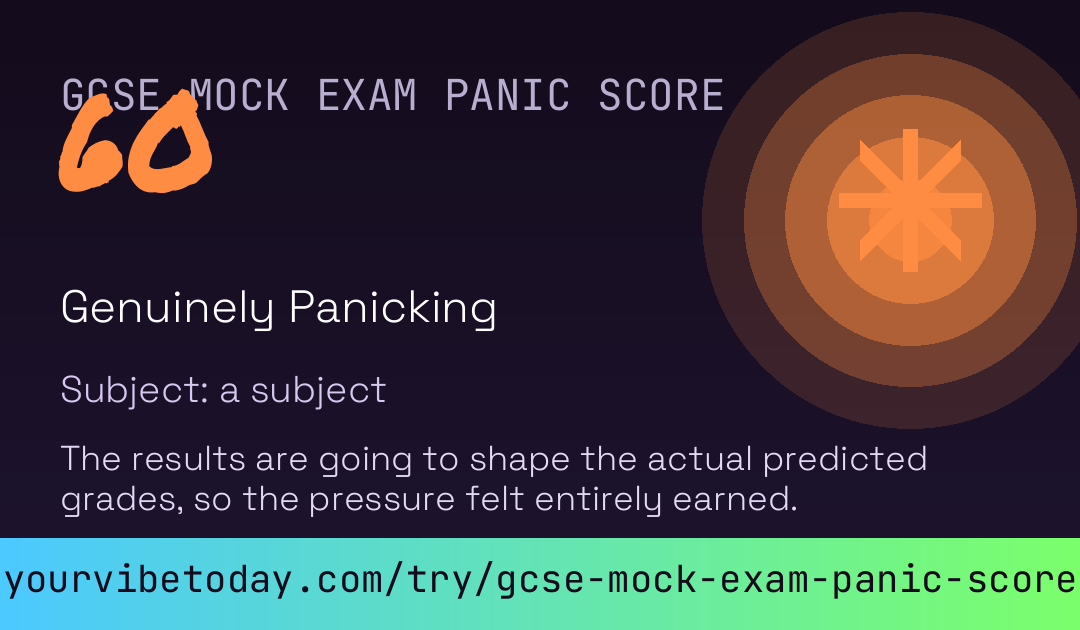 GCSE Mock Exam Panic Score card preview