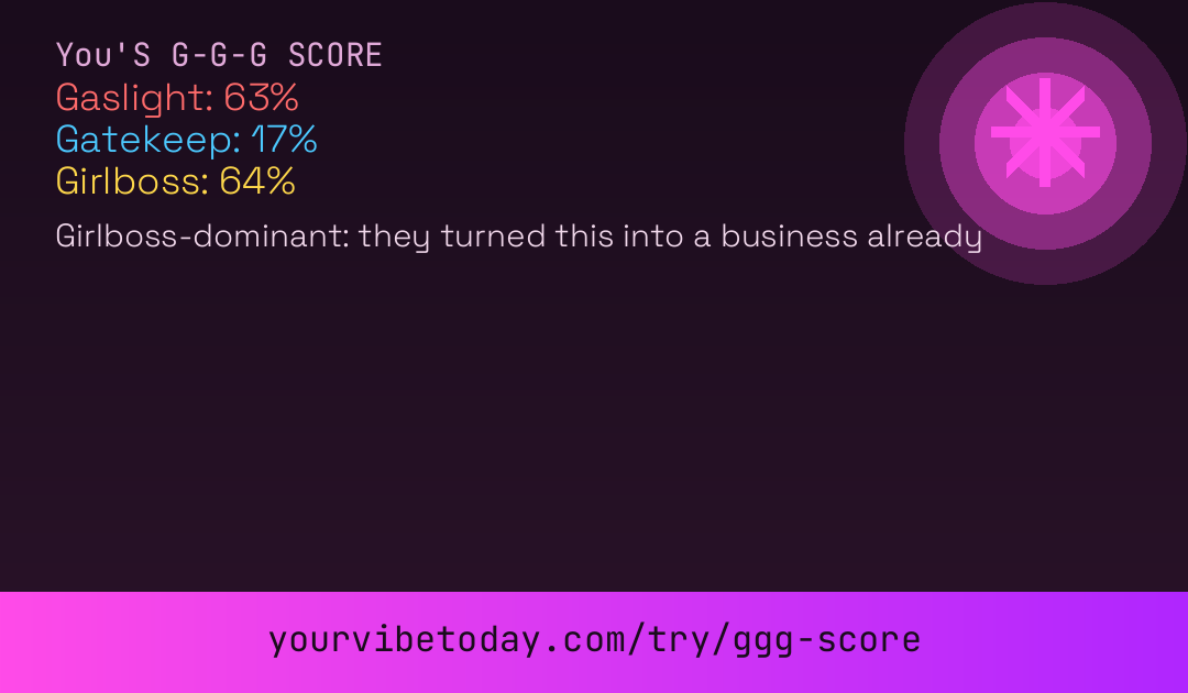 Gaslight gatekeep girlboss score card
