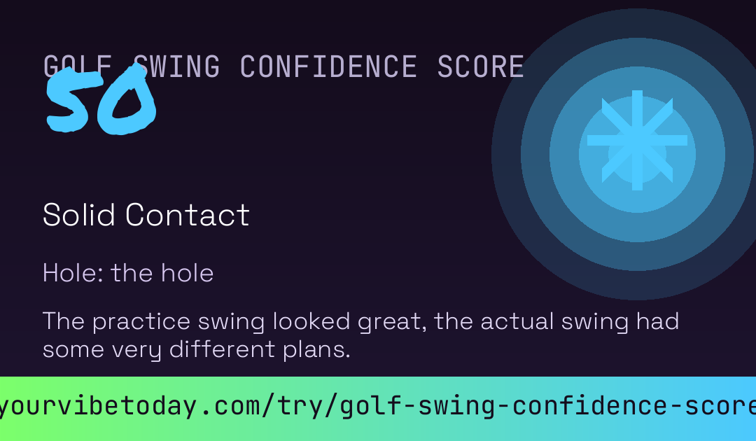 Golf Swing Confidence Score card
