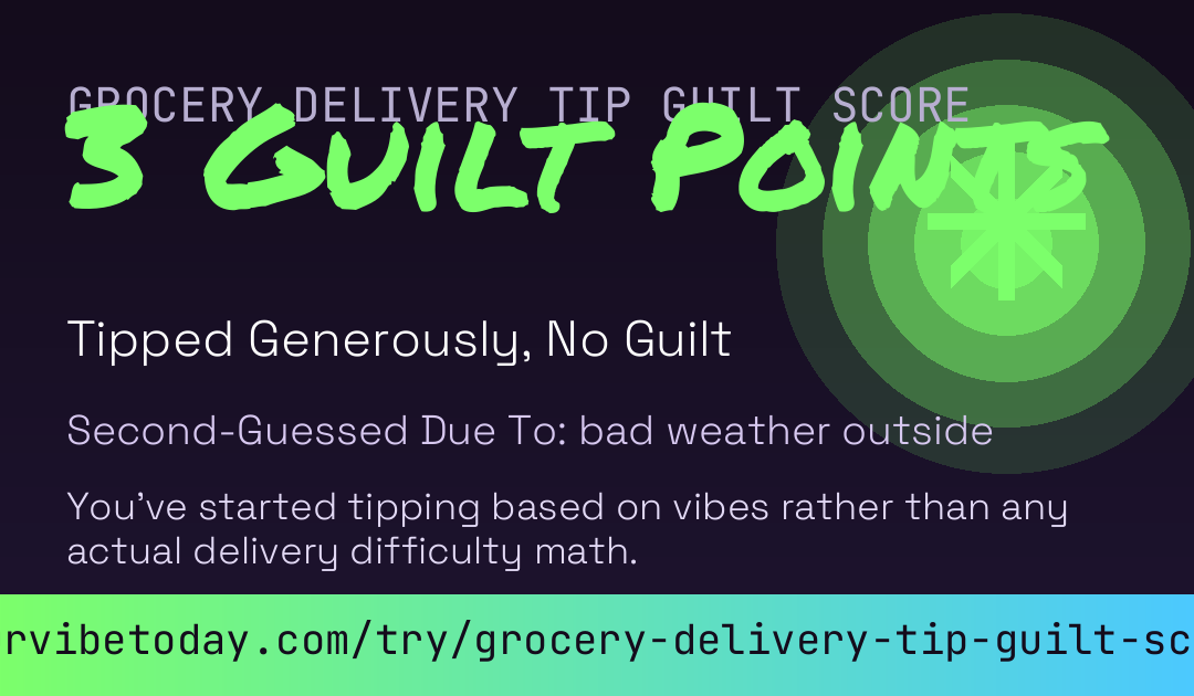 Grocery Delivery Tip Guilt Score card preview