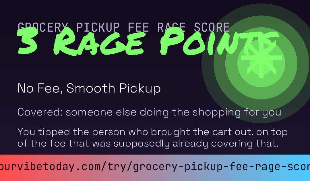 Grocery Pickup Fee Rage Score card preview