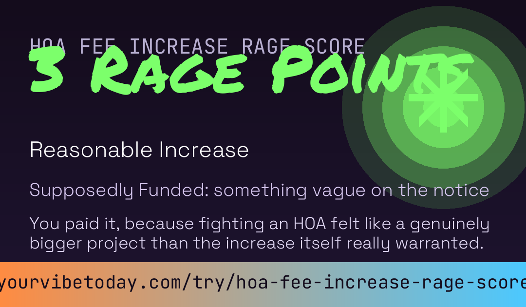 HOA Fee Increase Rage Score card preview
