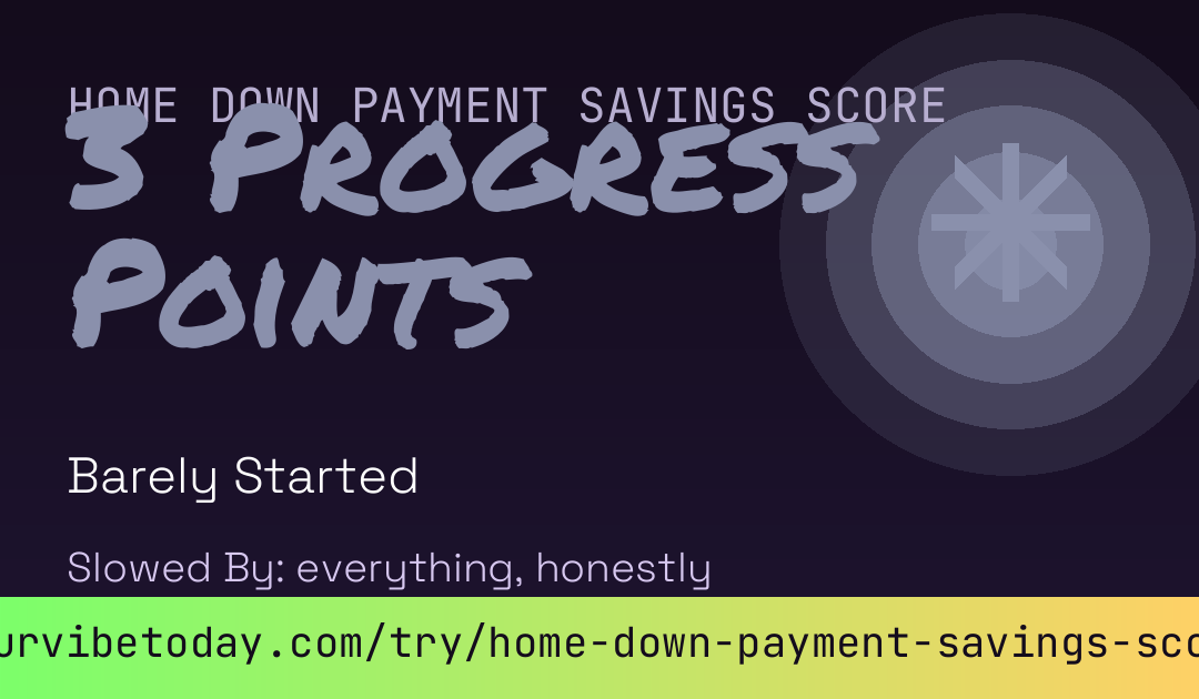 Home Down Payment Savings Score card