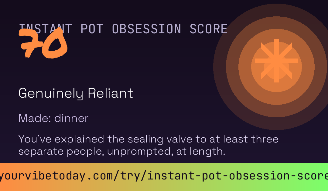Instant Pot Obsession Score card preview