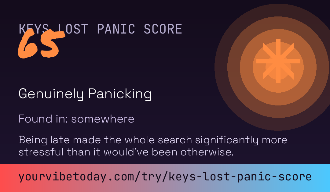 Keys Lost Panic Score card preview