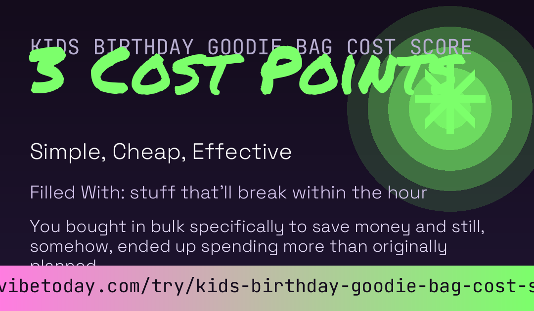 Kids Birthday Goodie Bag Cost Score card preview