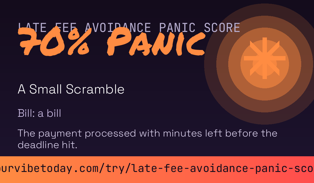 Late Fee Avoidance Panic Score card