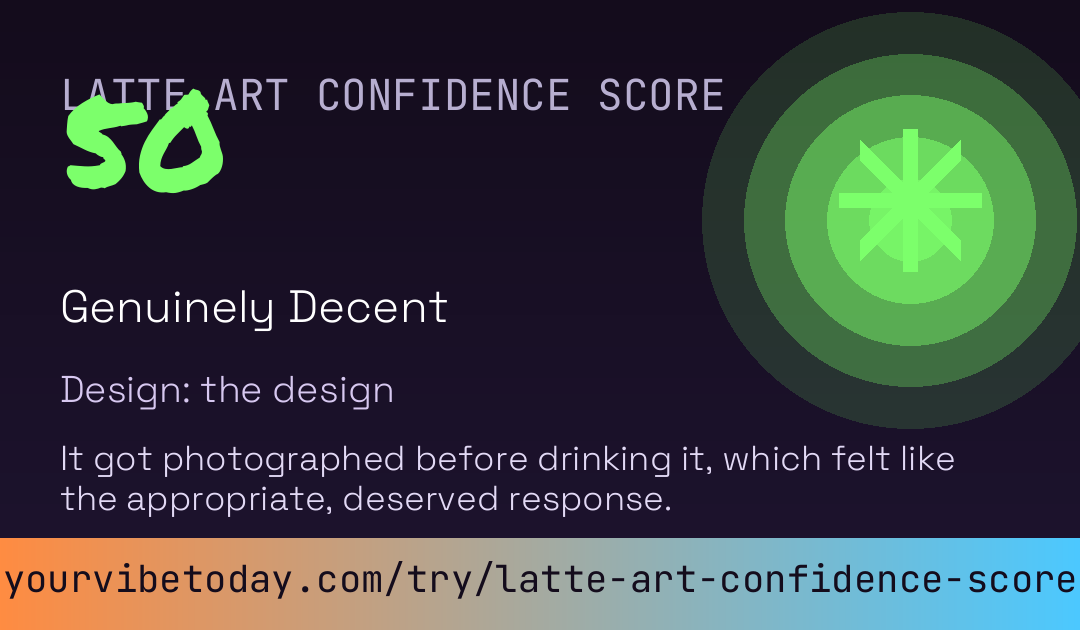 Latte Art Confidence Score card