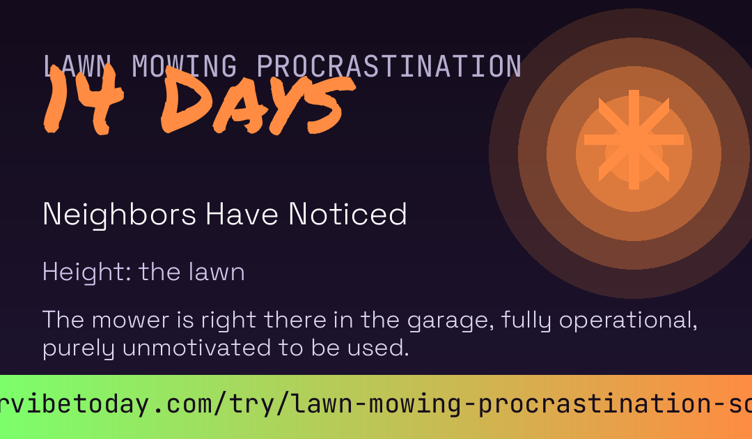 Lawn Mowing Procrastination Score card preview
