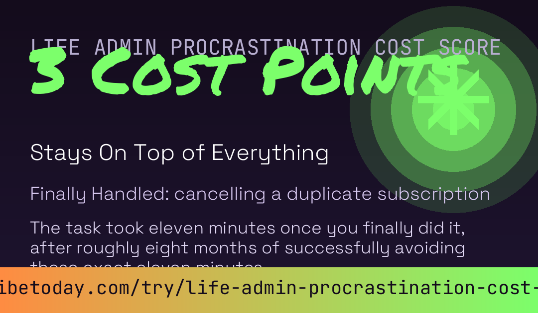 Life Admin Procrastination Cost Score card preview