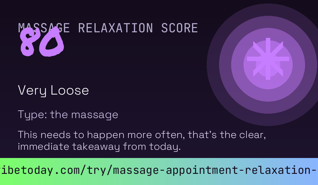 Massage Appointment Relaxation Score card