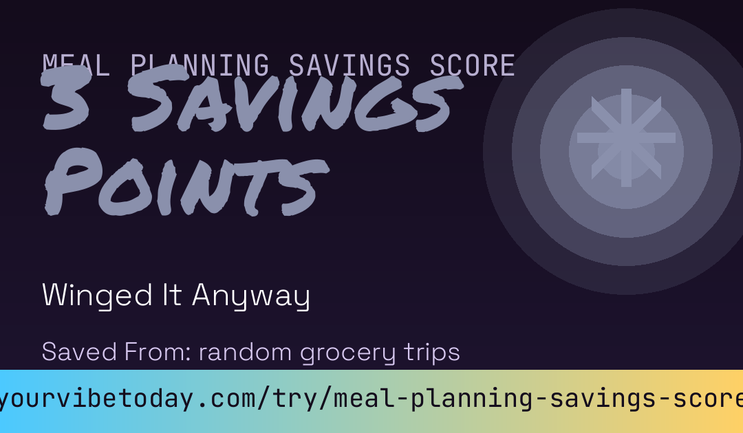 Meal Planning Savings Score card