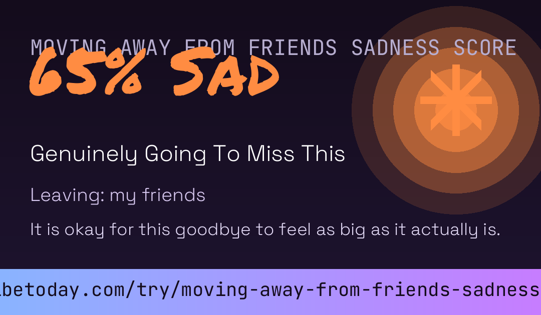 Moving Away From Friends Sadness Score card
