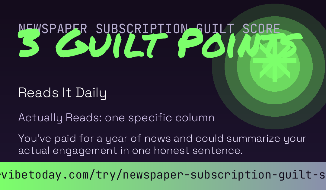 Newspaper Subscription Guilt Score card preview
