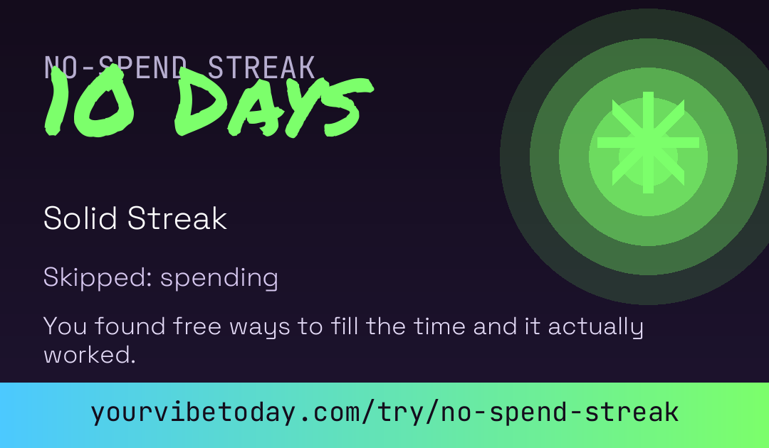 No-Spend Streak card