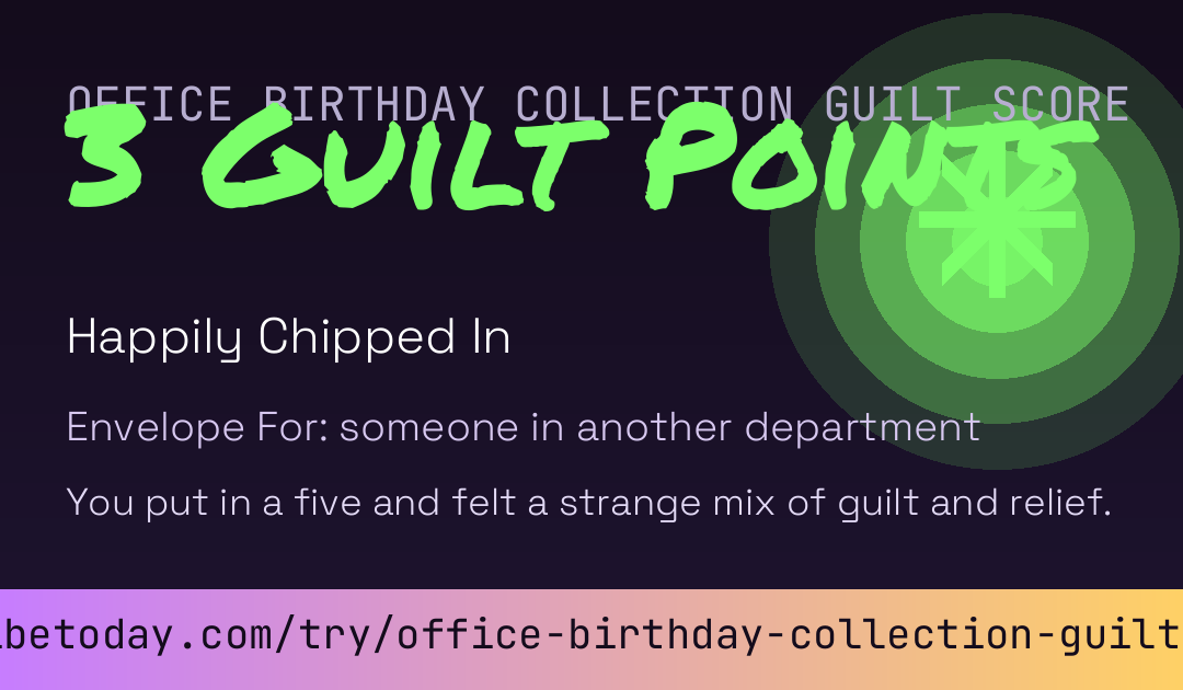 Office Birthday Collection Guilt Score card preview