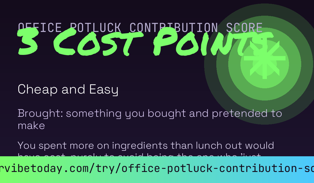 Office Potluck Contribution Score card