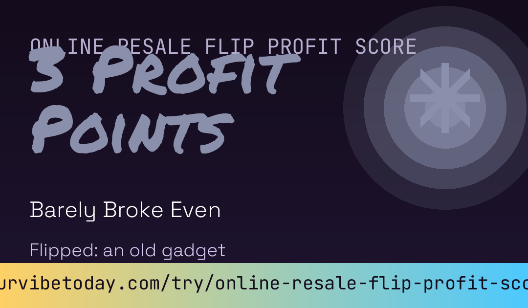 Online Resale Flip Profit Score card