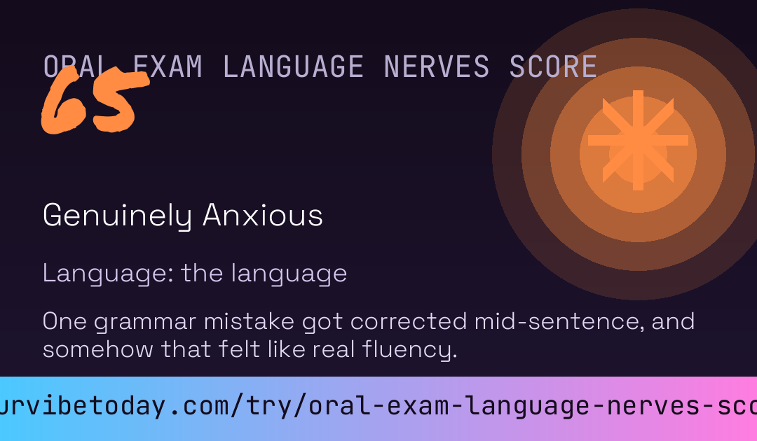 Oral Exam Language Nerves Score card
