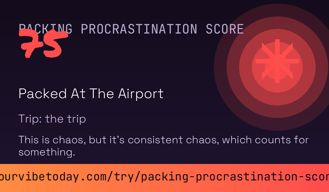 Packing Procrastination Score card