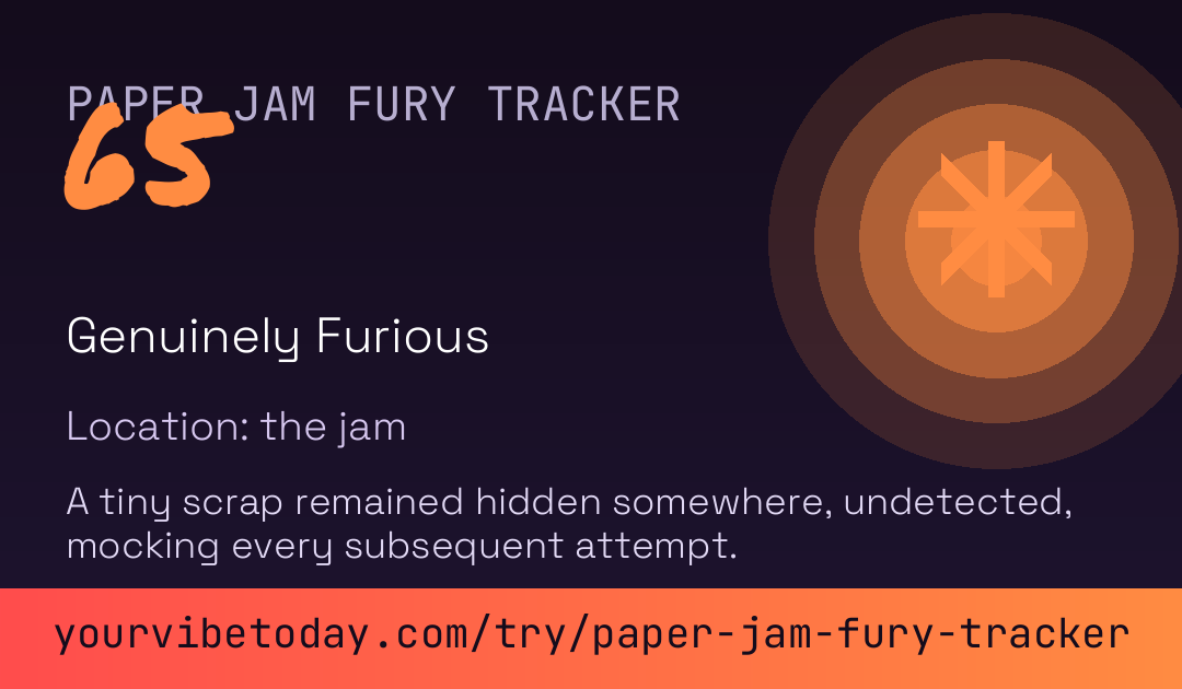 Paper Jam Fury Tracker card
