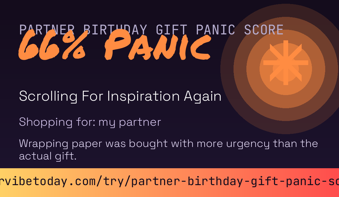 Partner Birthday Gift Panic Score card preview