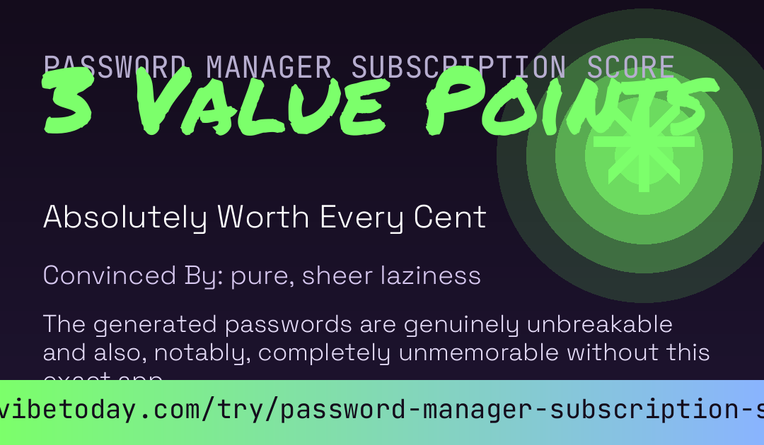 Password Manager Subscription Score card preview