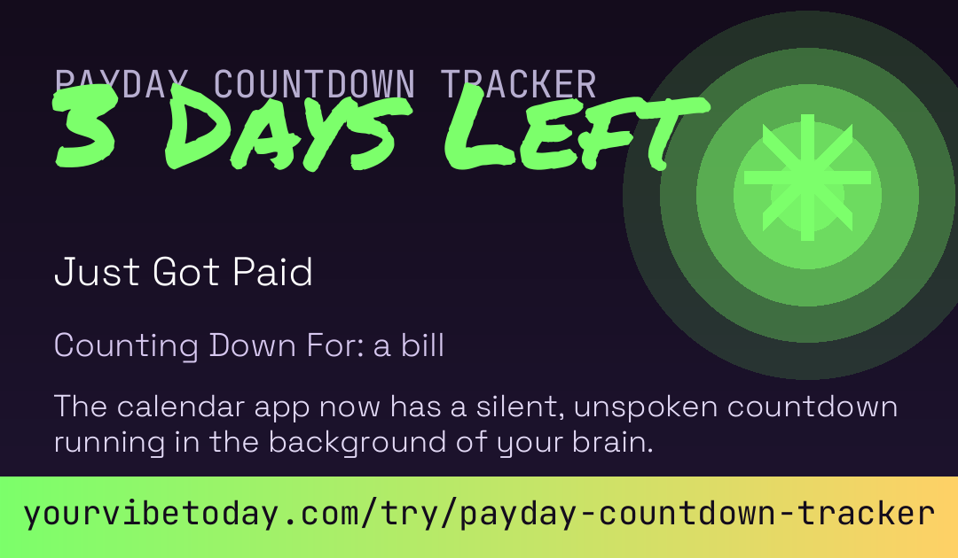 Payday Countdown Tracker card preview