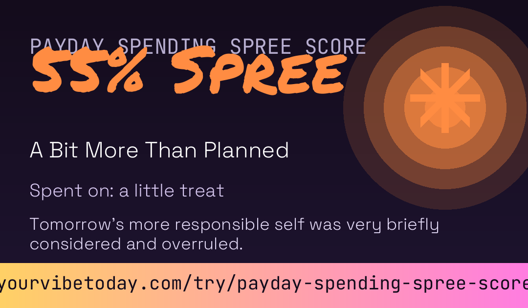 Payday Spending Spree Score card