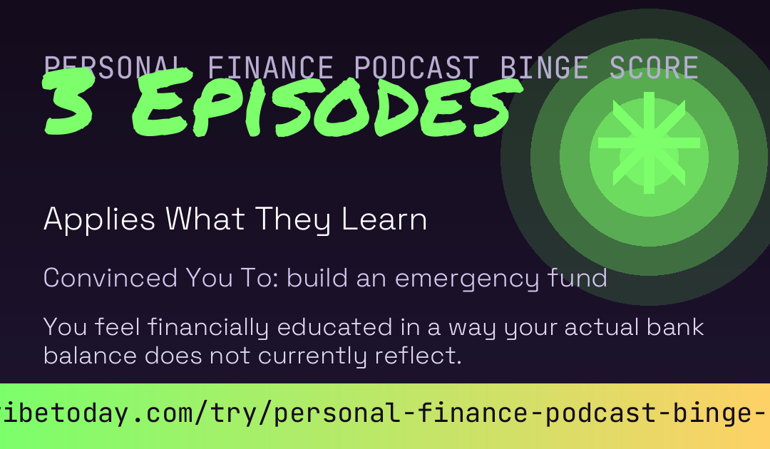 Personal Finance Podcast Binge Score card