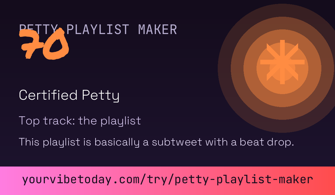 Petty Playlist Maker card