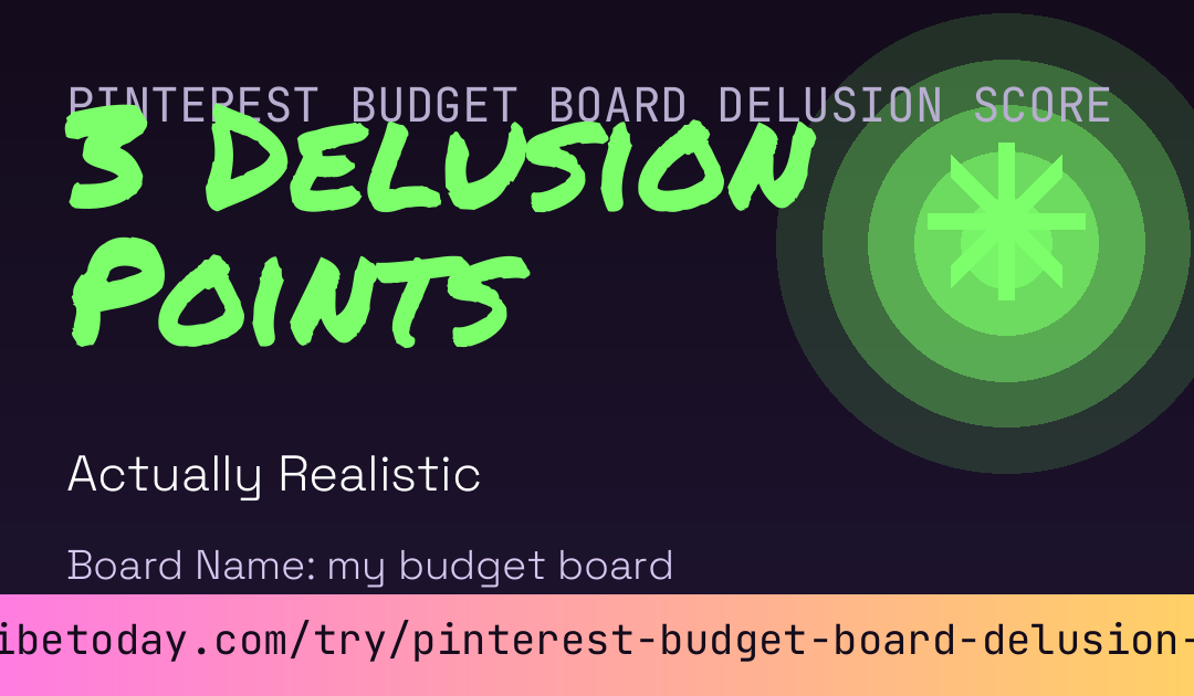 Pinterest Budget Board Delusion Score card preview