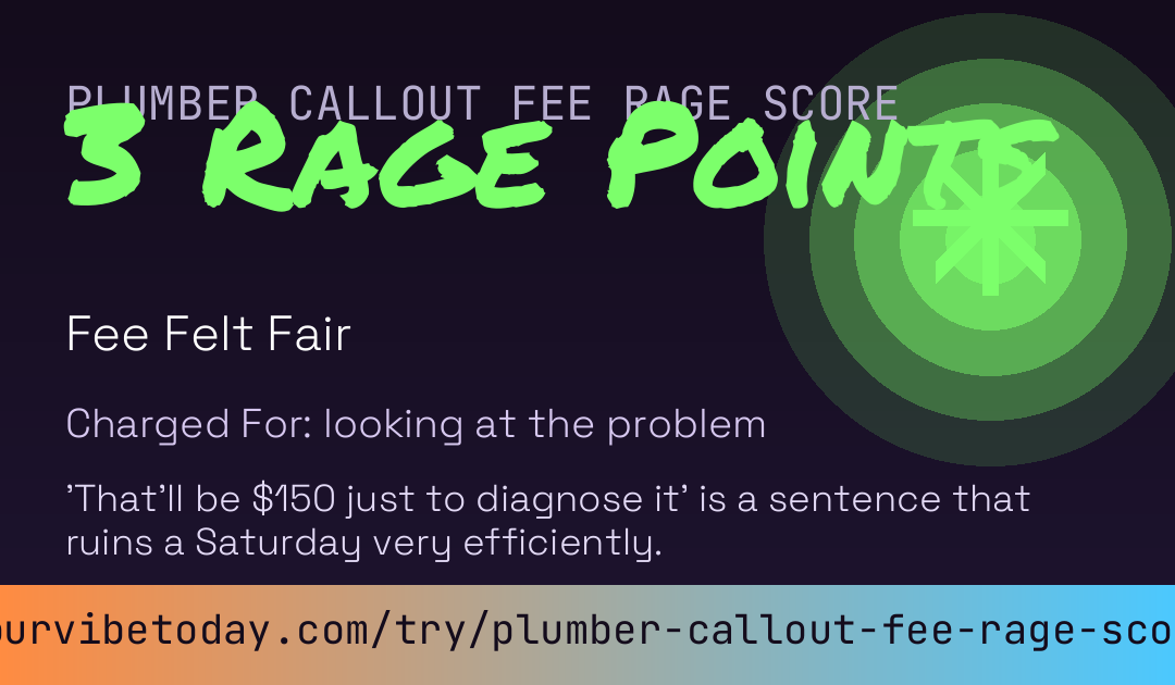 Plumber Callout Fee Rage Score card