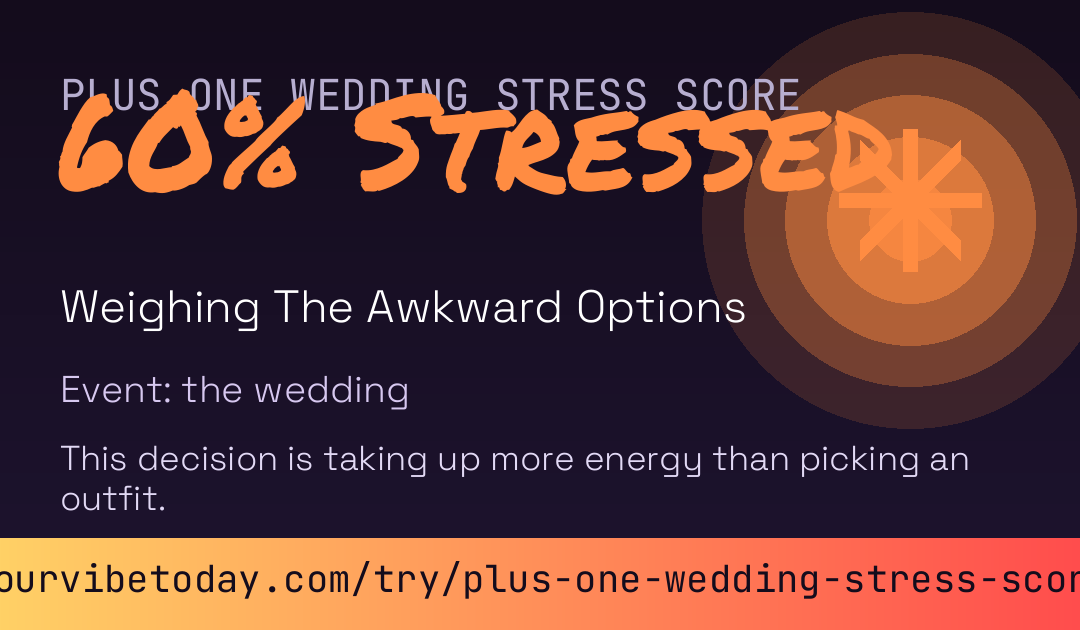 Plus One Wedding Stress Score card