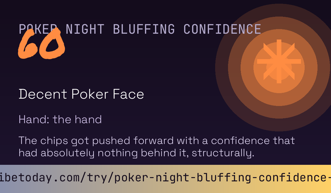 Poker Night Bluffing Confidence Score card