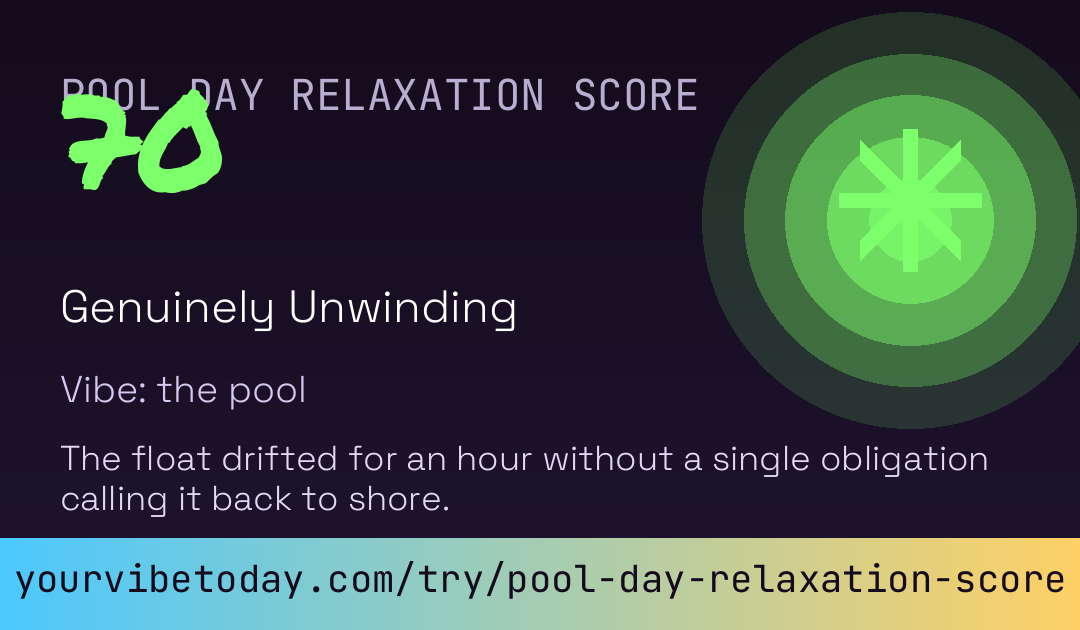 Pool Day Relaxation Score card