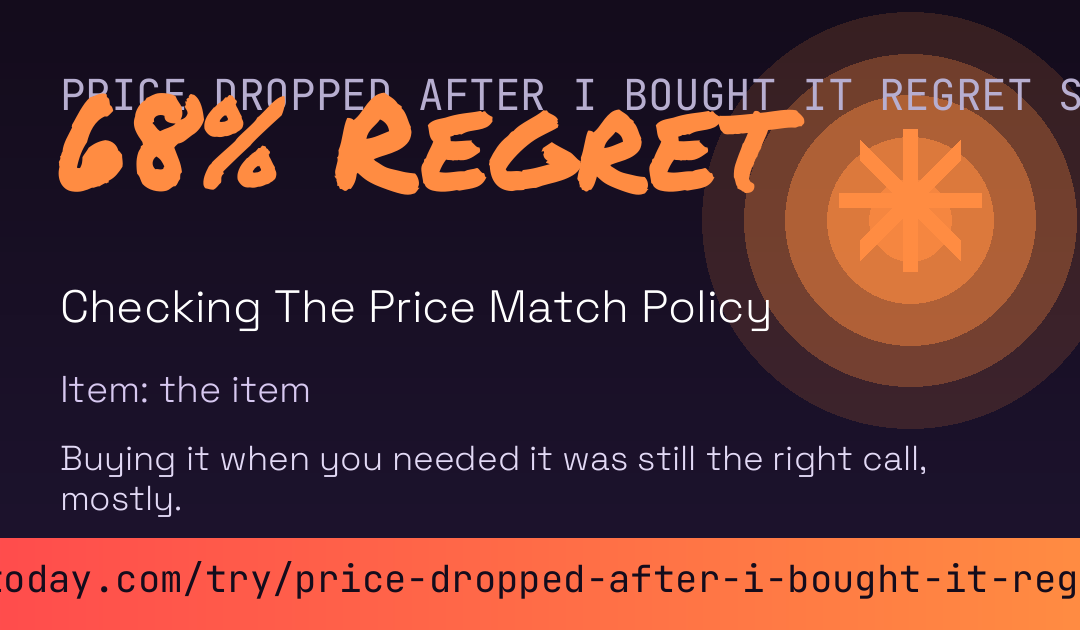 Price Dropped After I Bought It Regret Score card