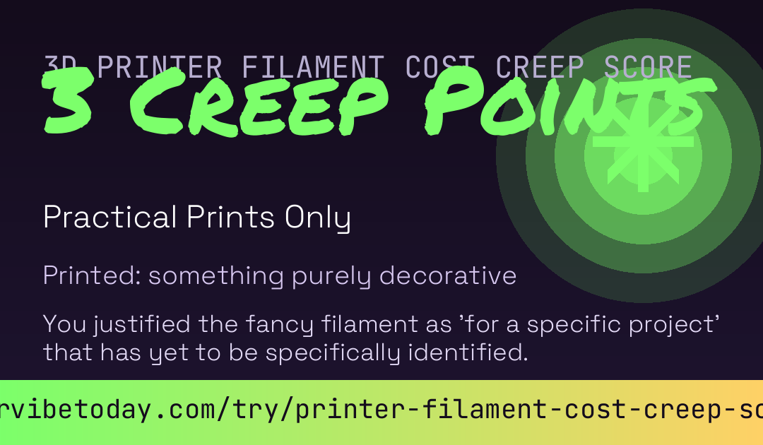 3D Printer Filament Cost Creep Score card preview