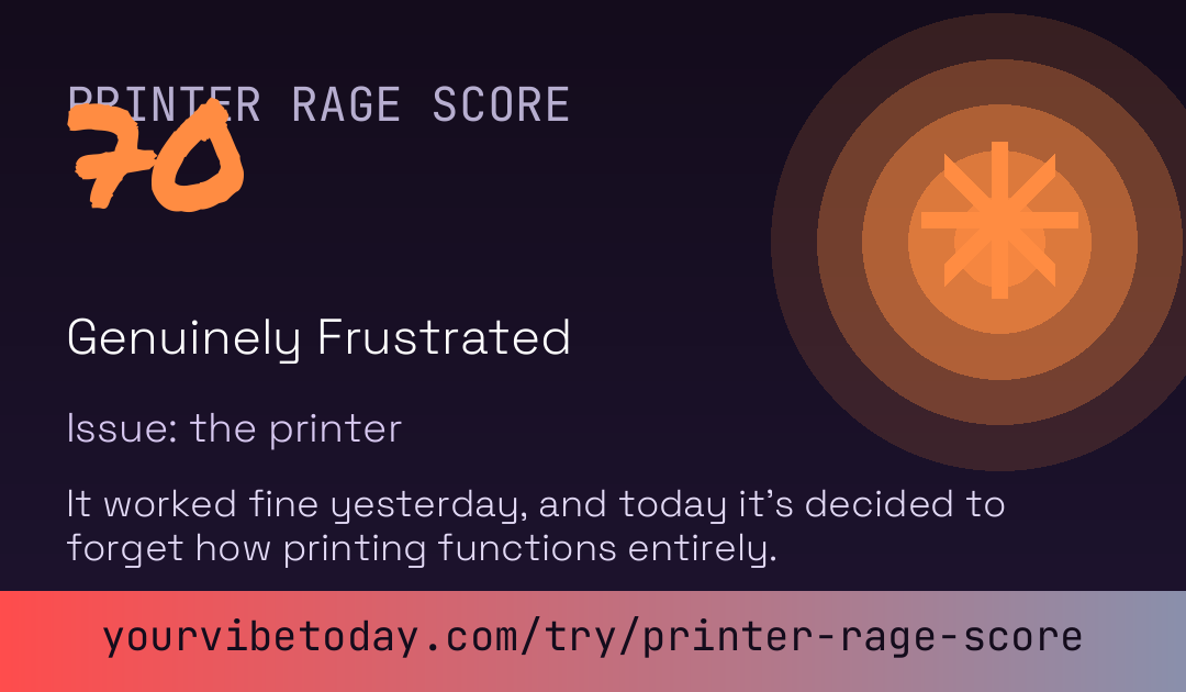 Printer Rage Score card preview