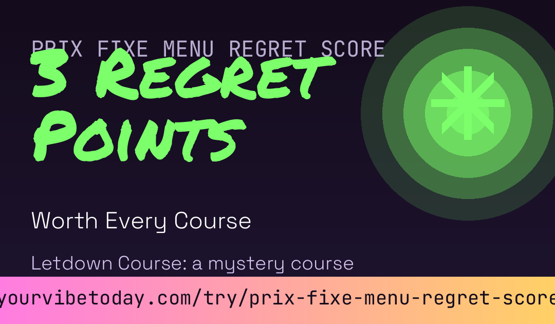 Prix Fixe Menu Regret Score card preview
