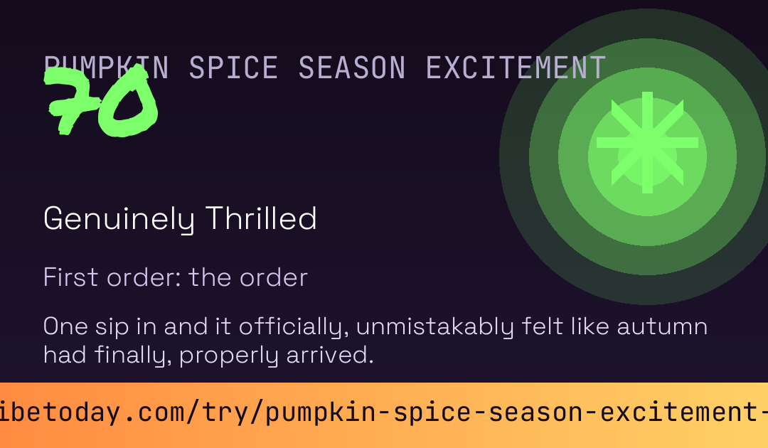 Pumpkin Spice Season Excitement Score card