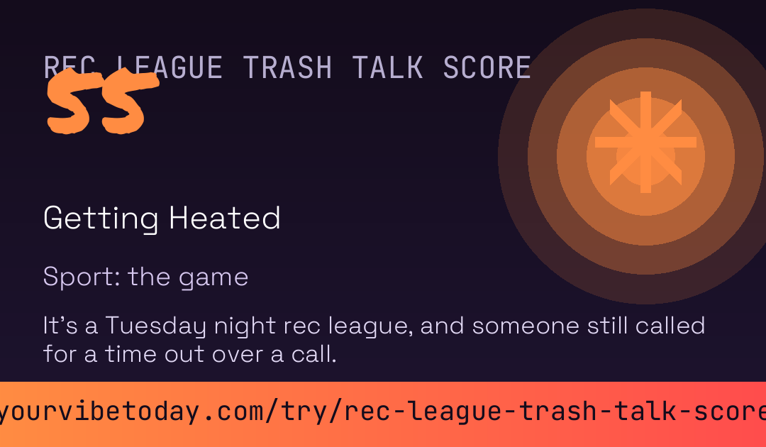 Rec League Trash Talk Score card
